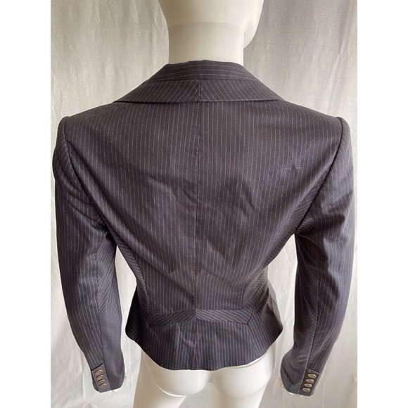 Marciano Women's Blazer Jacket One Button Striped Black Cotton Slim Fit Size 4 - Picture 11 of 12